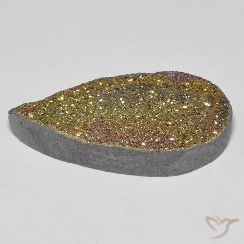 Pirita arcoiris Multicolor natural de 12.27 ct, En forma de pera, Opaco