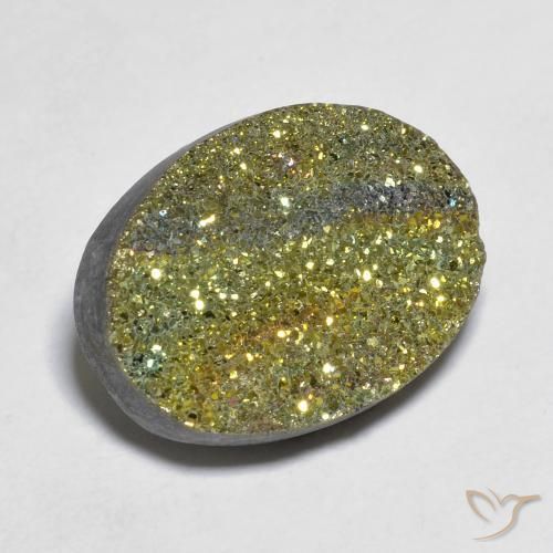 12.55ct Natural Multicolor Pirita arcoiris, Ovalada, Opaco
