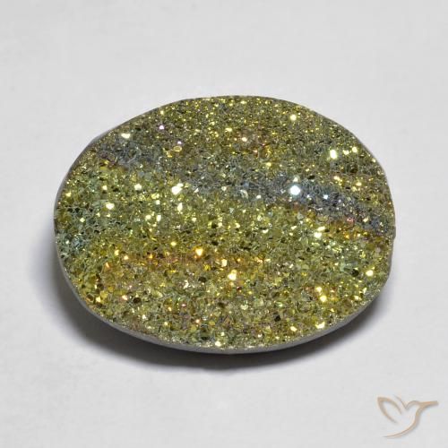Pirita arcoiris Multicolor natural de 12.55 ct, Ovalada, Opaco