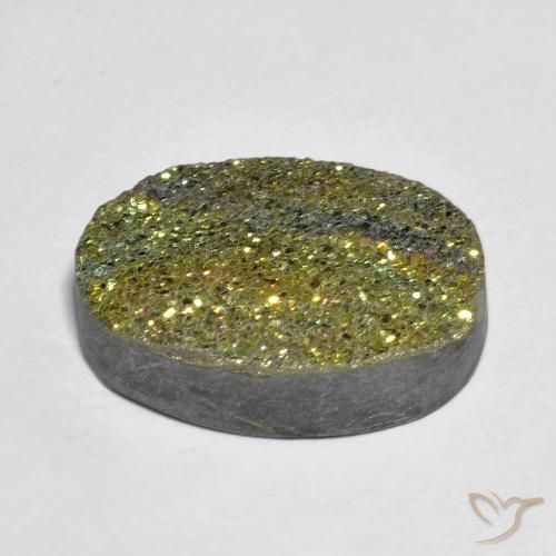 Pirita arcoiris Multicolor natural de 12.55 ct, Ovalada, Opaco