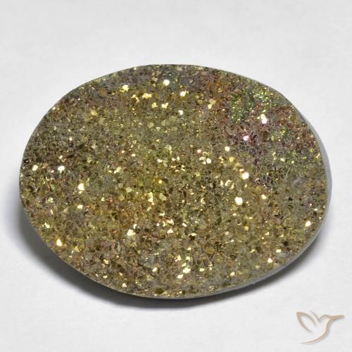 19.53ct Natural Multicolor Pirita arcoiris, Ovalada, Opaco