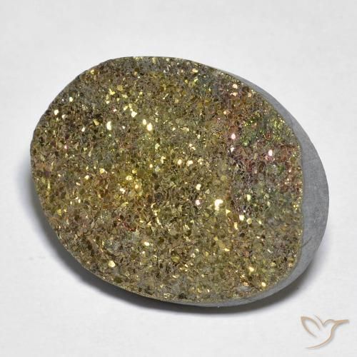 Pirita arcoiris Multicolor natural de 19.53 ct, Ovalada, Opaco
