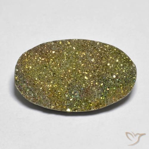 10.83ct Natural Multicolor Pirita arcoiris, Ovalada, Opaco