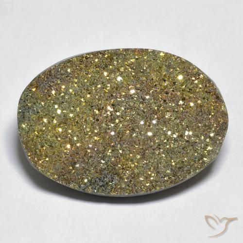 18.36ct Natural Multicolor Pirita arcoiris, Ovalada, Opaco