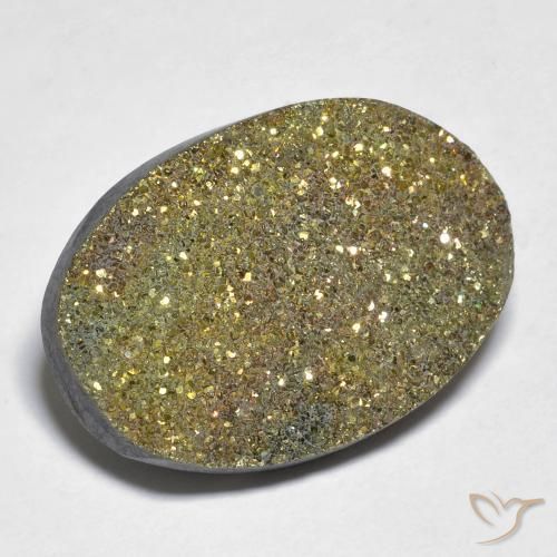 Pirita arcoiris Multicolor natural de 18.36 ct, Ovalada, Opaco