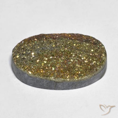 Pirita arcoiris Multicolor natural de 14.61 ct, Ovalada, Opaco