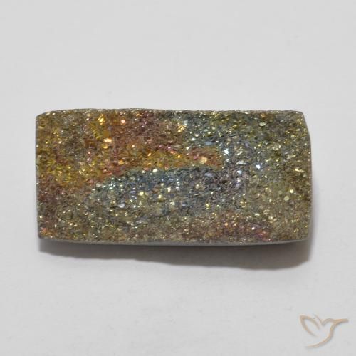 5.59ct Natural Multicolor Pirita arcoiris, Corte Baguette, Opaco