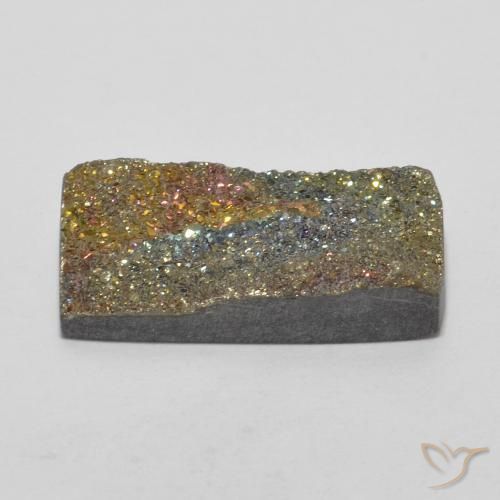 Pirita arcoiris Multicolor natural de 5.59 ct, Corte Baguette, Opaco