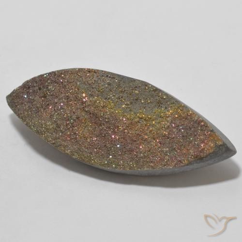 Pirita arcoiris Multicolor natural de 15.09 ct, Marquesa, Opaco