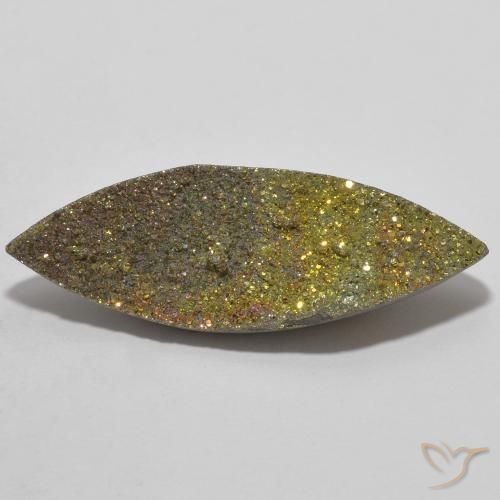 6.89ct Natural Multicolor Pirita arcoiris, Marquesa, Opaco