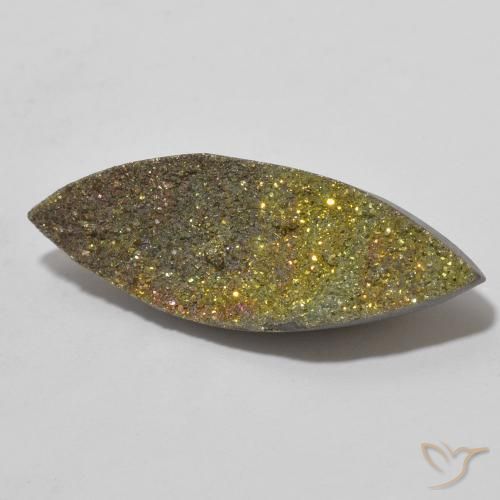 Pirita arcoiris Multicolor natural de 6.89 ct, Marquesa, Opaco