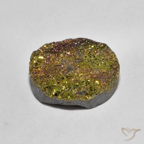 Pirita arcoíris multicolor natural de 5,14 ct, corte redondo, opaco