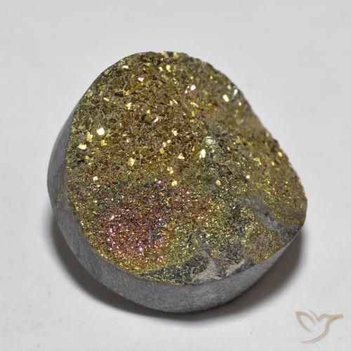 13.50ct Natural Multicolor Pirita arcoiris, Redondo, Opaco