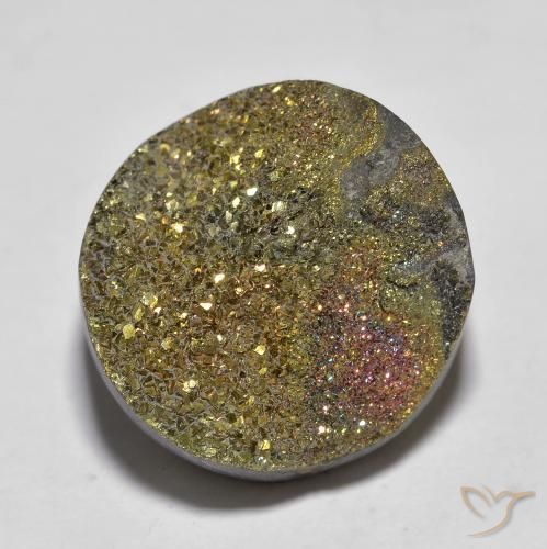 Pirita arcoiris Multicolor natural de 13.50 ct, Redondo, Opaco