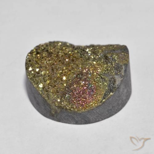 Pirita arcoiris Multicolor natural de 13.50 ct, Redondo, Opaco