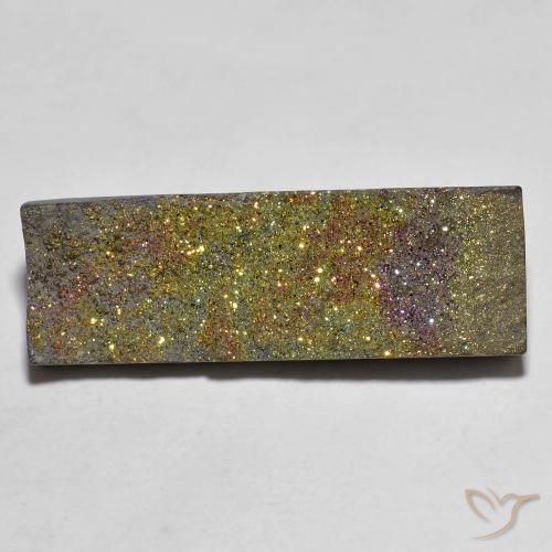 Pirita arcoiris Multicolor natural de 10.42 ct, Corte Baguette, Opaco