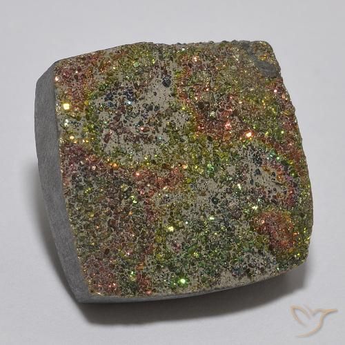 Pirita arcoiris Multicolor natural de 9.32 ct, Cuadrado, Opaco