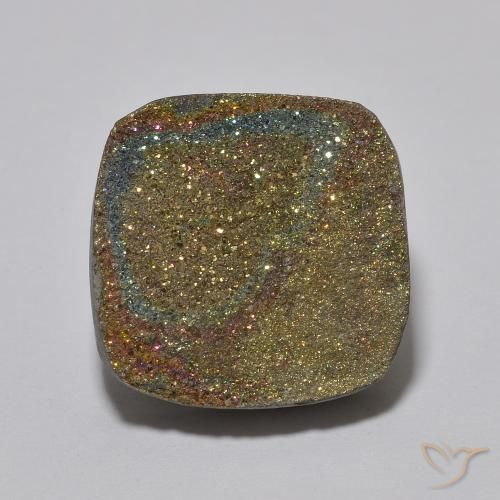 10.04ct Natural Multicolor Pirita arcoiris, Forma Cojín, Opaco