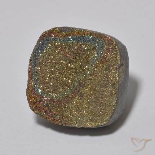 Pirita arcoiris Multicolor natural de 10.04 ct, Forma Cojín, Opaco