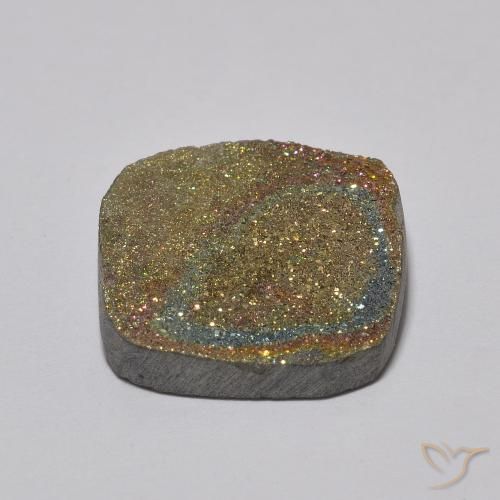 Pirita arcoiris Multicolor natural de 10.04 ct, Forma Cojín, Opaco