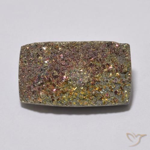 7.91ct Natural Multicolor Pirita arcoiris, Corte Baguette, Opaco