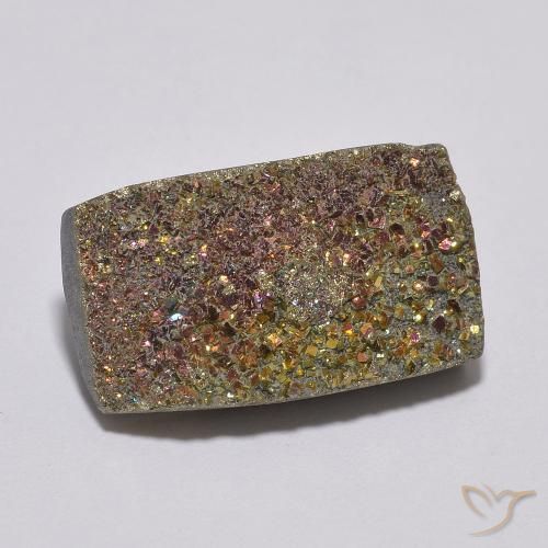 Pirita arcoiris Multicolor natural de 7.91 ct, Corte Baguette, Opaco