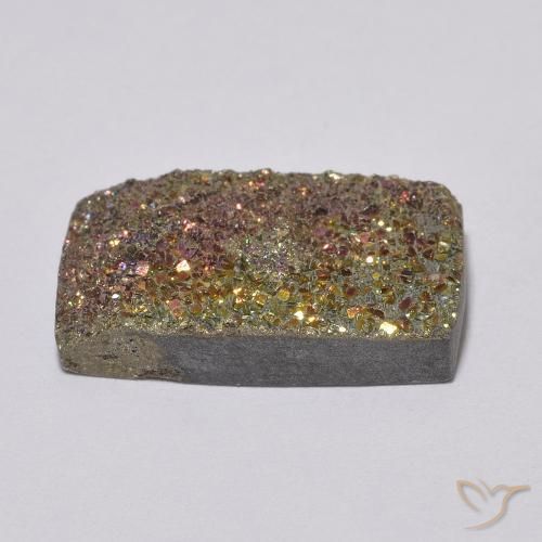Pirita arcoiris Multicolor natural de 7.91 ct, Corte Baguette, Opaco