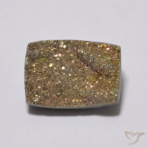 4.20ct Natural Multicolor Pirita arcoiris, Corte Baguette, Opaco
