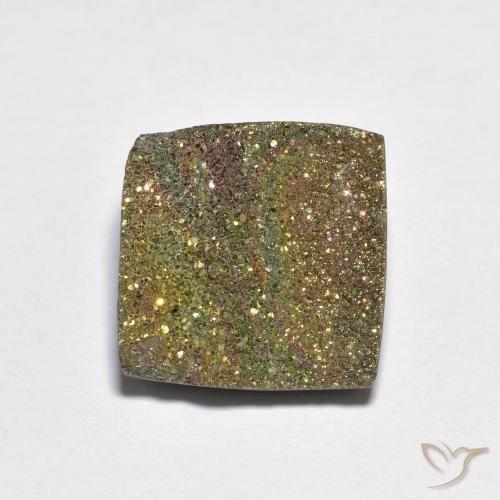 8.26ct Natural Multicolor Pirita arcoiris, Cuadrado, Opaco