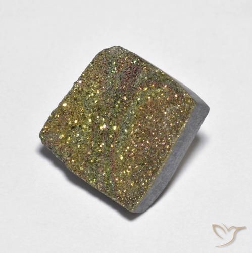 Pirita arcoiris Multicolor natural de 8.26 ct, Cuadrado, Opaco
