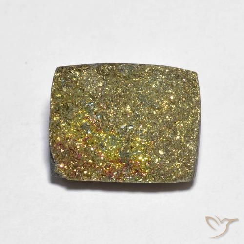 6.27ct Natural Multicolor Pirita arcoiris, Corte Baguette, Opaco