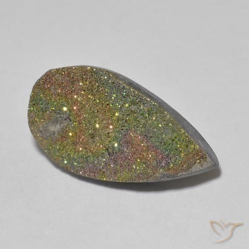8.03ct Natural Multicolor Pirita arcoiris, En forma de pera, Opaco