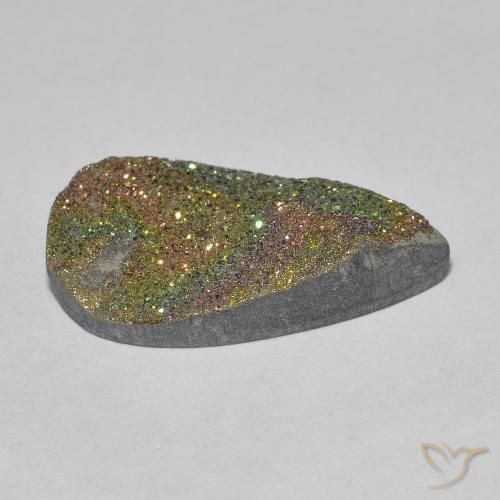Pirita arcoiris Multicolor natural de 8.03 ct, En forma de pera, Opaco