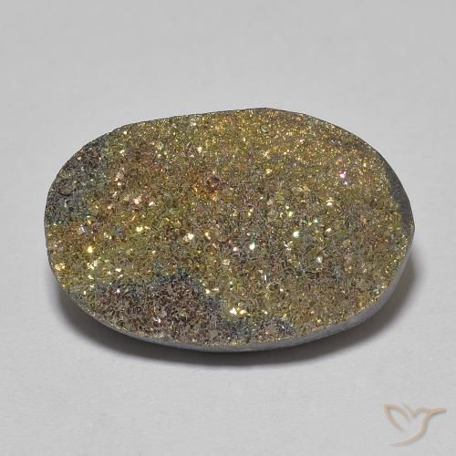 11.05ct Natural Multicolor Pirita arcoiris, Ovalada, Opaco