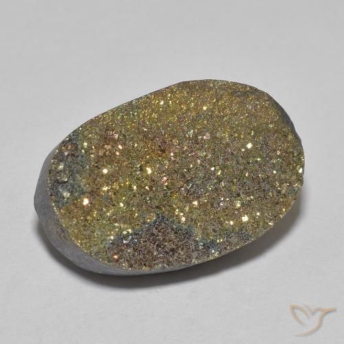 Pirita arcoiris Multicolor natural de 11.05 ct, Ovalada, Opaco
