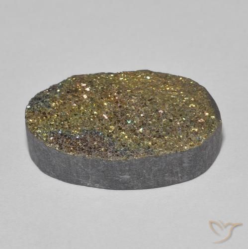 Pirita arcoiris Multicolor natural de 11.05 ct, Ovalada, Opaco