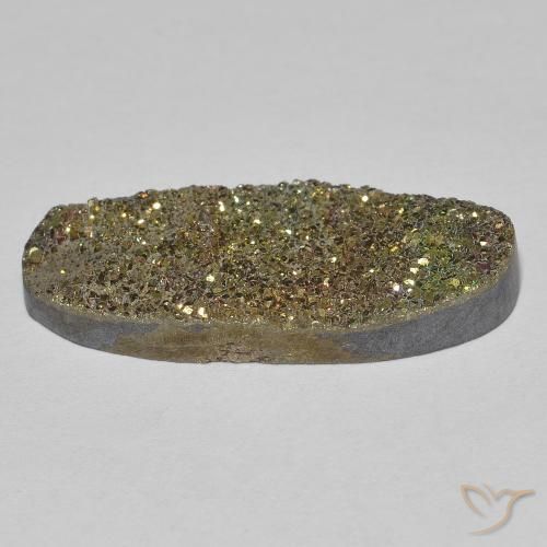 Pirita arcoiris Multicolor natural de 9.77 ct, Ovalada, Opaco