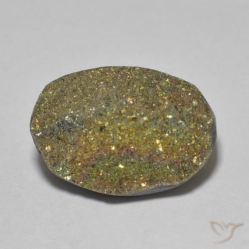 7.46ct Natural Multicolor Pirita arcoiris, Ovalada, Opaco
