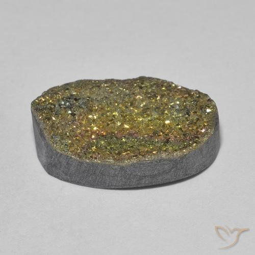 Pirita arcoiris Multicolor natural de 7.46 ct, Ovalada, Opaco