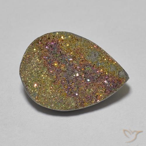 6.65ct Natural Multicolor Pirita arcoiris, En forma de pera, Opaco