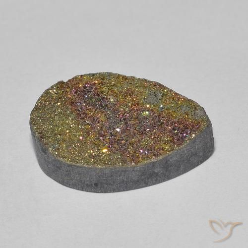 Pirita arcoiris Multicolor natural de 6.65 ct, En forma de pera, Opaco