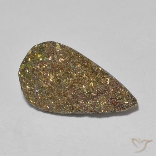 Pirita arcoiris Multicolor natural de 5.38 ct, En forma de pera, Opaco