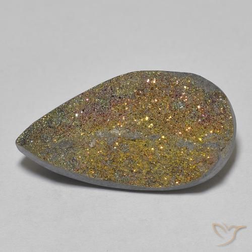 10.62ct Natural Multicolor Pirita arcoiris, En forma de pera, Opaco
