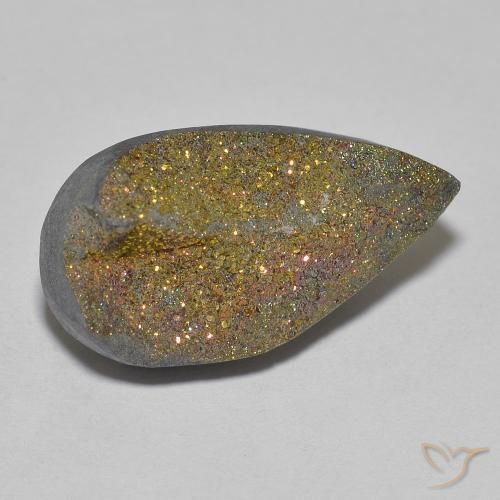 Pirita arcoiris Multicolor natural de 10.62 ct, En forma de pera, Opaco