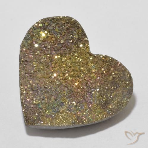 7.36ct Natural Multicolor Pirita arcoiris, Corazón, Opaco