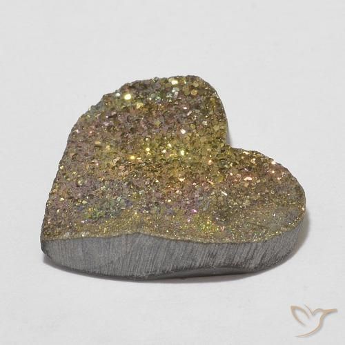 Pirita arcoiris Multicolor natural de 7.36 ct, Corazón, Opaco