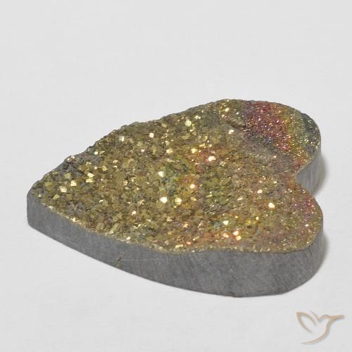 Pirita arcoíris multicolor natural de 13,78 ct, forma de corazón, opaco