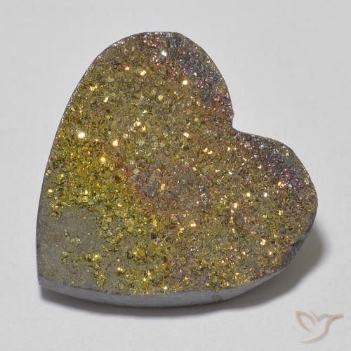 13.57ct Natural Multicolor Pirita arcoiris, Corazón, Opaco