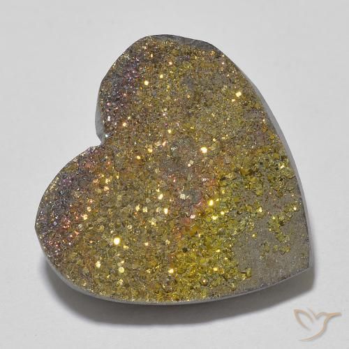 Pirita arcoiris Multicolor natural de 13.57 ct, Corazón, Opaco