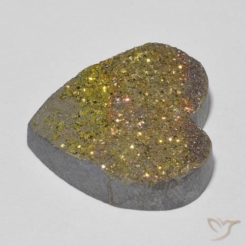 Pirita arcoiris Multicolor natural de 13.57 ct, Corazón, Opaco